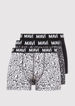3lu Bask?l? Siyah Boxer
