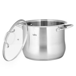 Кастрюля (нерж) 24x19см, 8,2л, капсулир индукц дно, стекл крышка (LR02-41) /LARA/  фото 4