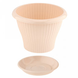 Горшок для цветов пластмассовый "Гамма плюс" 1,6л, д17см, h12,5см, пудровый (Россия)