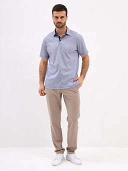 Джемпер мужской с воротником поло короткий рукав GREG G144-TD1246-LT4627 (синий)  фото 5