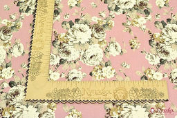 Плотный импортный хлопок Белые пионы на розовом, ш.1.44м, хлопок-100%, 125гр/м.кв - Купава фото 3