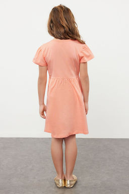 Pembe K?z Cocuk Bebe Yaka Cicek Desenli Pamuklu Bayraml?k Orme Elbise TKDSS24EL00021 - Trendyolmilla фото 2