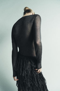 METALLIC THREAD KNIT DRESS WITH FRINGING - Zara фото 4