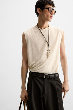 100% LINEN TANK T-SHIRT - Zara фото 5