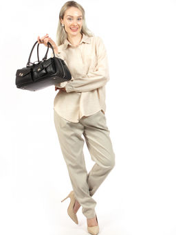 LACCOMA сумка АМ2097-черный натуральная кожа хлопок фото 3