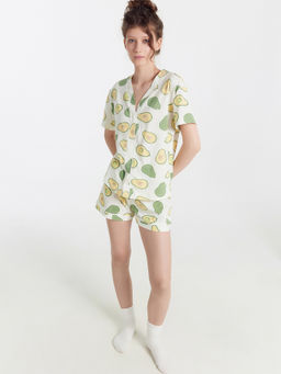 Комплект женский (жакет, шорты) молочно-бежевый с авокадо авокадо на св.молочном1 592348 - Mark formelle фото 2