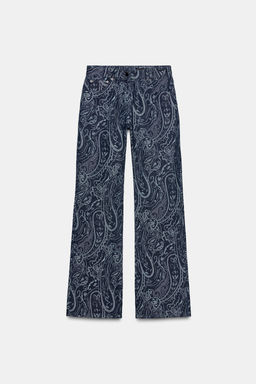 ZW COLLECTION JACQUARD DENIM TROUSERS - Zara фото 7