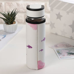 Бутылка для воды Кит, 500 мл, h=23.5 см, с ручкой, в чехле, стекло, рисунок МИКС - Simaland фото 2