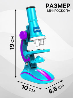 Микроскоп «Юный биолог», кратность увеличения 450х, 200х, 100х, с подсветкой