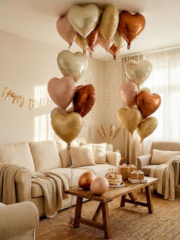 Цена за 2 шт. Воздушные шары фольгированные 17" "Сердце" цвет молочный сатин, набор 5 штук