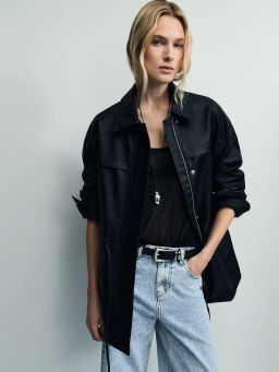 Парка на кулиске из искусственной кожи / Zarina