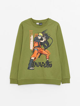 Bisiklet Yaka Naruto Bask?l? Uzun Kollu Erkek ?ocuk Ti??rt