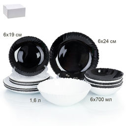 Столовый набор 19 предметов круглый Черно-белый А / NH19GT-957579 (BLACK&WHITE) /уп 2/ - Галеонтрейд фото 2