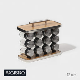 Набор баночек для специй на подставке Magistro Модерн, 12 шт., стекло