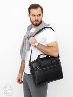 Портфель мужской кожаный 11011Z black Zinimsk