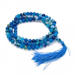 Четки из камня 108 бусин Голубой Агат Защита биополя и гармонизация чакр