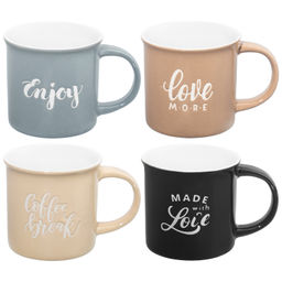 Набор 4 кружек 200 мл 11*7,8*7,5 см "Настроение", NEW BONE CHINA