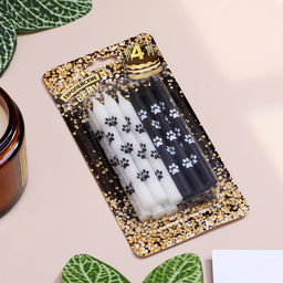 Цена за 4 шт. Свеча для торта «Лапки», 12 шт., 8 см, черные и белые