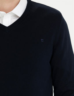 Lacivert Slim Fit V Yaka Basic Triko Kazak - Pierre cardin фото 7
