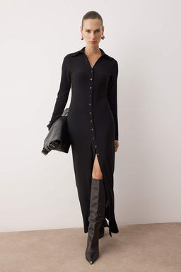 Siyah Duz Maxi Orme Elbise TWOAW26EL00110