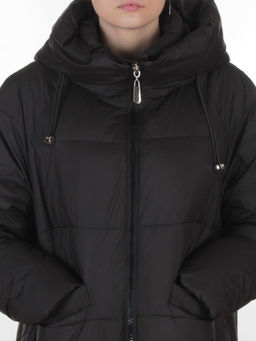 8891 BLACK Пальто зимнее женское (200 гр. холлофайбер)