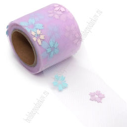Фатин Цветочки 5,5 см*15 ярд (SF-6042) фиолетовый №6