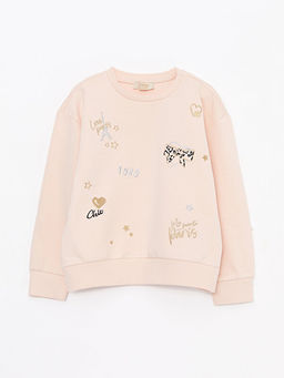 Bisiklet Yaka Nak??l? Uzun Kollu K?z ?ocuk Sweatshirt