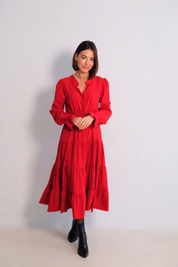 Martichelli Платье ягодное с многоярусной юбкой  фото 5