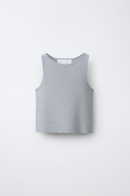 TOP PUNTO BRILLOS / Gris / Azul