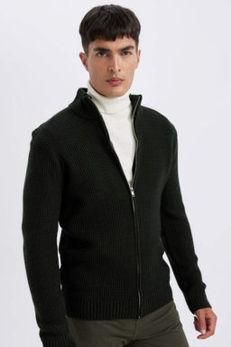 Standart Fit Normal Kesim Yar?m Bal?kc? Yaka Fermuarl? Waffle H?rka - Defacto фото 4