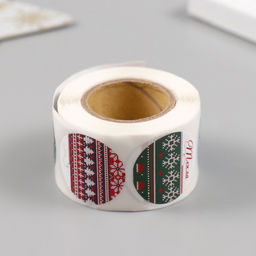 Цена за 2 шт. Наклейка бумага Вязаная зима, d=2.5 см, 252 шт. в рулоне - Арт узор фото 3