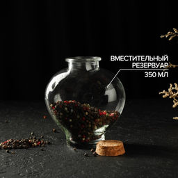 Цена за 2 шт. Банка для сыпучих Доляна Парфе. Амур, 350 мл, 5?11 см, с пробковой крышкой, стекло, прозрачная