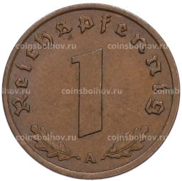 Монета 1 рейхспфенниг 1938 года A Германия