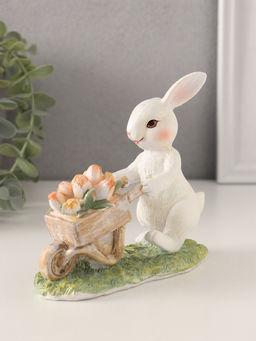 Фигурка полистоун Кролик везет тележку с тюльпанами, 13.5?6?12 см