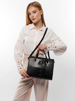 LACCOMA сумка WJD6707-черный эко кожа хлопок  фото 10