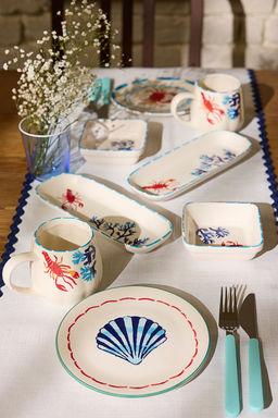 Trendyolmilla Home 4lu Seramik Marine Bask?l? Kase/Sunumluk Tabak Seti TPHSS25TBK00008 фото 2