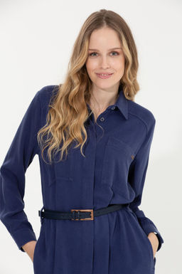 Женское синее тканое платье Неожиданная скидка в корзине - U.s. polo assn фото 9