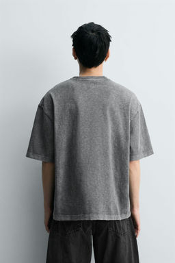 CAMISETA RELAXED FIT ESTRUCTURA FLAM? LAVADO / Antracita oscuro - Zara фото 11