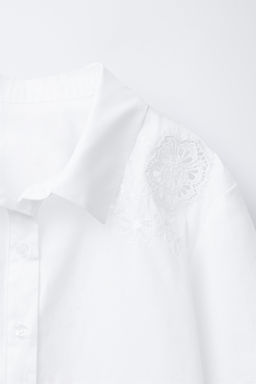 CAMISA POPEL?N FLOR BORDADA / Blanco - Zara фото 3