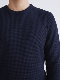 Bisiklet Yaka Kareli Erkek Triko Kazak