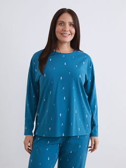 Bisiklet Yaka Y?lba?? Temal? Kad?n Pijama Tak?m?