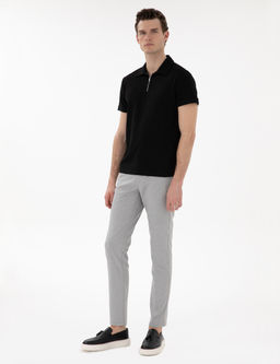 Gri Slim Fit Yazl_k Kanvas Pantolon