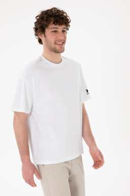 Erkek Oversize Fit Bisiklet Yaka Beyaz Ti__rt