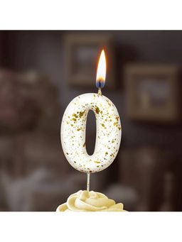 Цена за 2 шт. Свеча в торт «Белые брызги», цифра 0