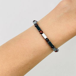 Браслет из Гематита и Бычьего глаза 17 см