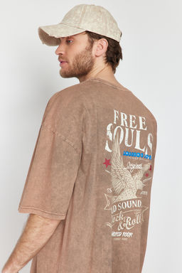 TRENDYOL MAN Antrasit Unisex Oversize/Genis Kesim Soluk Efektli Kartal Bask?l? %100 Pamuk T-Shirt TMNSS24TS00006 - Trendyolmilla фото 14