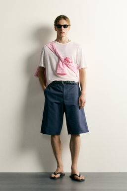 BERMUDA CARGO RELAXED FIT ALGOD?N - LINO / Azul / Marino