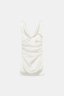 VESTIDO MINI SATINADO FRUNCES / Blanco roto - Zara фото 7