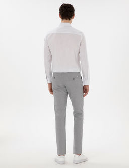 Gri Slim Fit Beli Lastikli Kanvas Pantolon