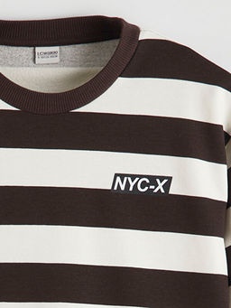 Bisiklet Yaka NYC Bask?l? Erkek ?ocuk Sweatshirt ve E?ofman Alt?